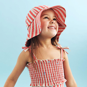 Панама Wheat "Bora Red Stripe Flowers", цветущие полоски